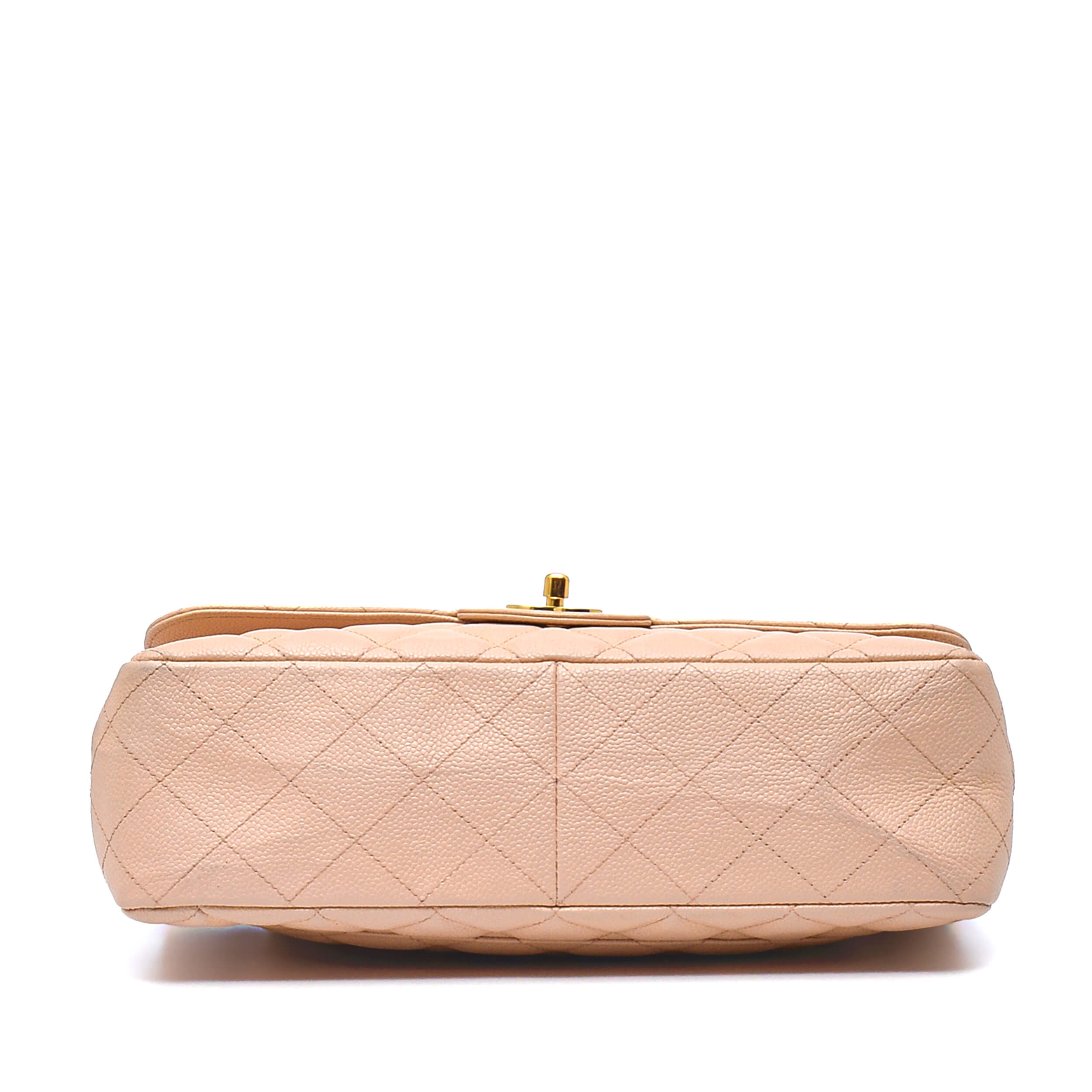 Chanel - Nude Quilted Caviar Leather Jumbo Single Flap Bag